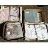 4 boxes of curtains and table cloths