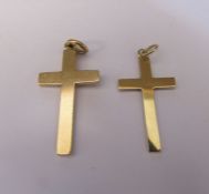 2 9ct gold cross pendants, total weight 4.2 g