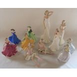 Various figurines inc Royal Worcester The Bride and Holly and Leonardo Collection figurines inc