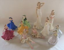 Various figurines inc Royal Worcester The Bride and Holly and Leonardo Collection figurines inc