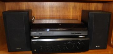 Sony stereo turntable system & integrated stereo amplifier