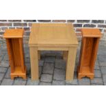 Solid oak coffee table (from Lees of Grimsby) & 2 solid oak CD shelves