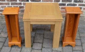 Solid oak coffee table (from Lees of Grimsby) & 2 solid oak CD shelves