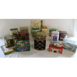 Quantity of Ringtons Tea tins & packet of tea towels