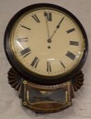 19th century mahogany drop dial wall clock Ht 49cm