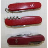 3 Swiss Army multi tool knives