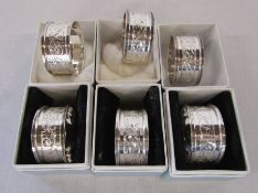 Set of 6 silver napkin rings, 2 with name engraved, Birmingham 1970/72, total weight 2.83 ozt