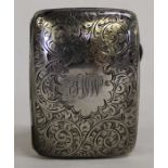 Silver cigarette case with engine turned decoration, Birmingham 1926, 1.75ozt