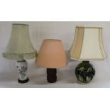 Alvingham pottery table lamp & 2 others