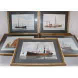 11 framed watercolours depicting Grimsby and Hull trawlers by Grimsby artist Steve Farrow ( 1