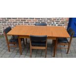 Retro dining table and 4 chairs L 168 cm D 84 cm