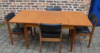 Retro dining table and 4 chairs L 168 cm D 84 cm