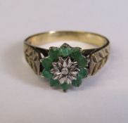 9ct emerald and diamond ring, size Q, weight 3.4 g