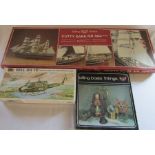 Billing Boats Cutty Sark model kit and boats fittings no 565 & Revell model kit Bell UH.1D