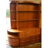 Nathan retro teak cabinet with 4 drawers & shelves over Ht194cm L102cm D46cm & a corner unit