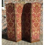 Large 4 panel velvet damask screen / room divider (each panel measuring 210 cm x 56 cm)