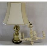 4 branch ceiling light & brass table lamp