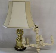 4 branch ceiling light & brass table lamp