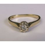 9ct gold diamond illusion set solitaire ring, approximately 0.10 ct, size M, weight 1.8 g