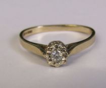 9ct gold diamond illusion set solitaire ring, approximately 0.10 ct, size M, weight 1.8 g