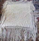 Vintage embroidered shawl 113 cm x 108 (excluding tassels)