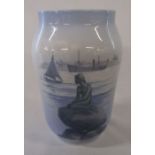 Royal Copenhagen vase decorated with the Little Mermaid no 2770 108, signed KNX H 17 cm