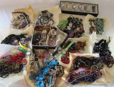 Large quantity of costume jewellery and watches