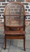 Victorian child's high chair on a stand with cane back & seat