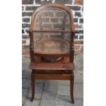 Victorian child's high chair on a stand with cane back & seat