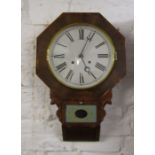 19th century Waterbury Clock Company drop dial wall clock H 60 cm