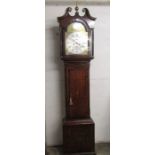 Georgian 8 day longcase clock, brass & silvered dial, Robert Smith Irvine in an inlaid oak case (