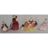 4 Royal Doulton figurines:- Valerie HN2107, Blithe Morning HN2065, Reverie HN2306 & Invitation