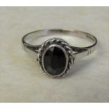 9ct white gold and sapphire ring, size O, weight 1.7 g