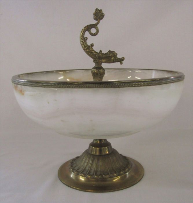 Onyx and brass centrepiece bowl / tazza D 25.5 cm H 28 cm - Image 3 of 3