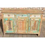Modern sideboard made from reclaimed timbers L 137cm D 42cm Ht 93cm