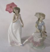 2 Lladro figures 7636 'Afternoon Promenade' H 27 cm and 7612 'Picture Perfect' H 21 (parasol no