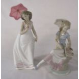 2 Lladro figures 7636 'Afternoon Promenade' H 27 cm and 7612 'Picture Perfect' H 21 (parasol no