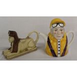 2 Tony Wood novelty teapots - Jockey & Sphinx