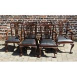 6 reproduction Chippendale  mahogany drop seat chairs inc 2 carvers