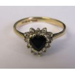 9ct gold sapphire and diamond ring, size I, weight 1.7 g