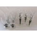 6 Denby jet glass tumblers H 17 cm, 2 goblets H 21.5 cm and 5 wine glasses H 19 cm