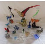 Quantity of glass birds inc Avondale glass, Titan Art glass, Murano and Phoenician glass (pheasant L