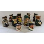 Roy Kirkham pottery character jugs:- Tinker, Tailor, Soldier, Sailor, Rich Man, Poor Man, Beggar