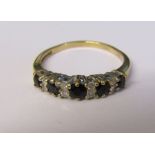 9ct gold diamond and sapphire eternity ring, size O, weight 2 g