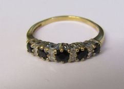 9ct gold diamond and sapphire eternity ring, size O, weight 2 g