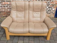 Stressless 2 seater reclining leather sofa