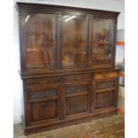 Large Victorian oak display bookcase Ht 200cm L 184cm D 45cm