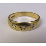 9ct gold diamond gypsy ring, size S, weight 3.4 g