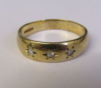 9ct gold diamond gypsy ring, size S, weight 3.4 g