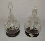 Litchfield glass sculpture decanter of the Mayflower H 32 cm and a glass sculpture decanter of the